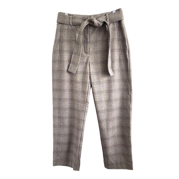 Aritzia Sz 8 Tie Front Glenn Plaid Trouser Pant Wool Stretch Office Academia NWT - Picture 2 of 13